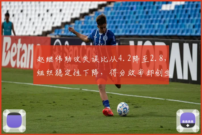 赵继伟助攻失误比从4.2降至2.8，组织稳定性下降，得分效率却创生涯新高